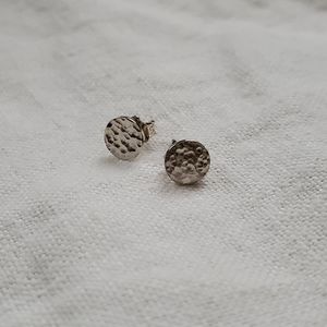 Sterling Silver hammered disc stud earrings